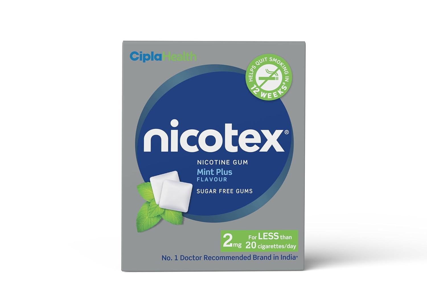 Nicotex Nicotine Sugar Free 2mg Chewing Gums Mint Plus